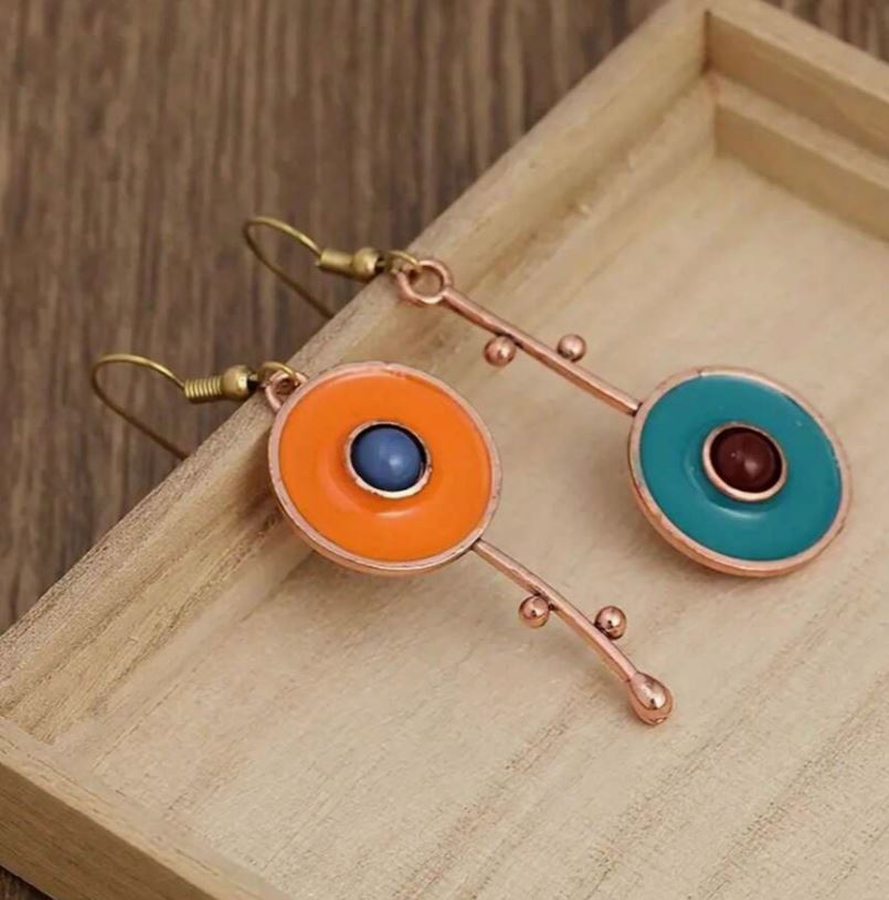 Boho ručne maľované náušnice