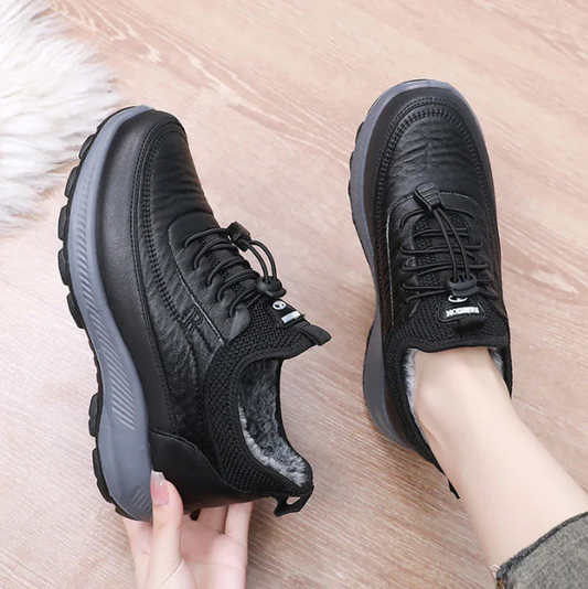 Defne - Waterproof orthopedic leather wool shoes