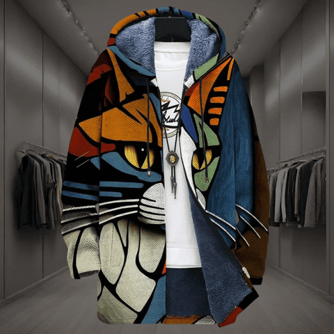 Edric - 3D Printed Abstract Art Multicolored Hooded Jacket.