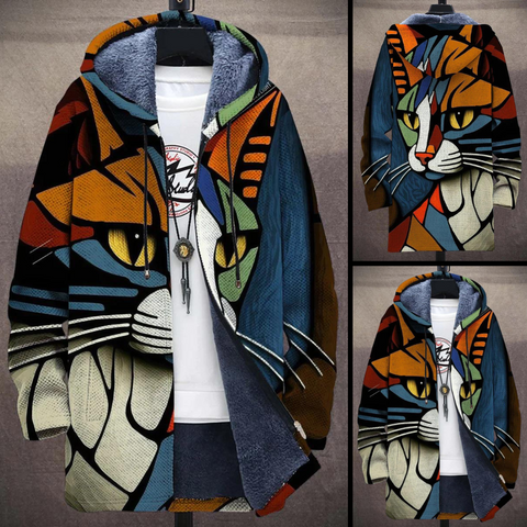 Edric - 3D Printed Abstract Art Multicolored Hooded Jacket.