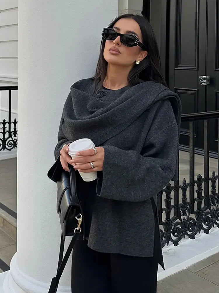 Women's Scarf Knitted Cape Coat