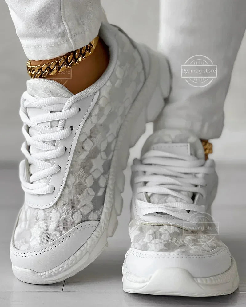 Sneakers MAN Breathable Lace-up Round Toe Spring Sneakers for Women Breathable Platform Sports Shoes Trainers Zapatillas Mujer