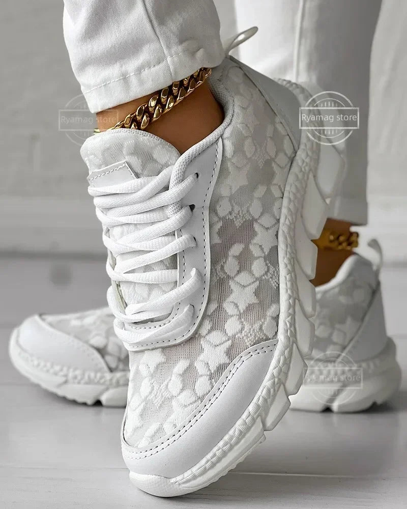 Sneakers MAN Breathable Lace-up Round Toe Spring Sneakers for Women Breathable Platform Sports Shoes Trainers Zapatillas Mujer