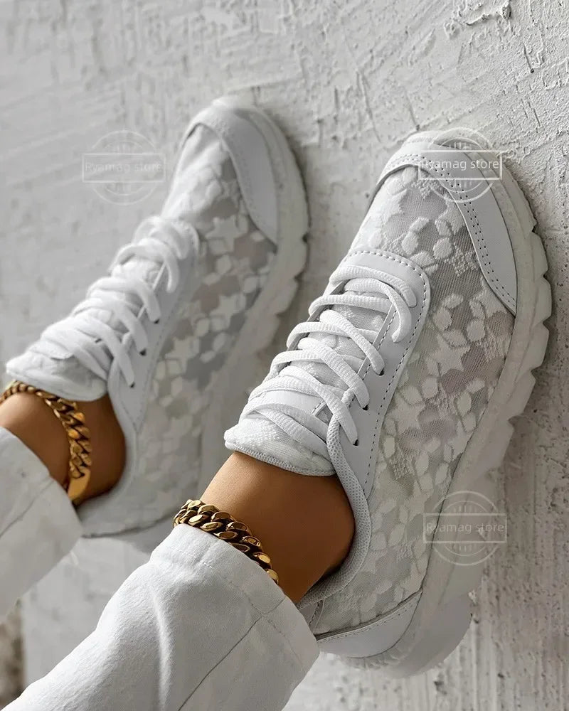 Sneakers MAN Breathable Lace-up Round Toe Spring Sneakers for Women Breathable Platform Sports Shoes Trainers Zapatillas Mujer