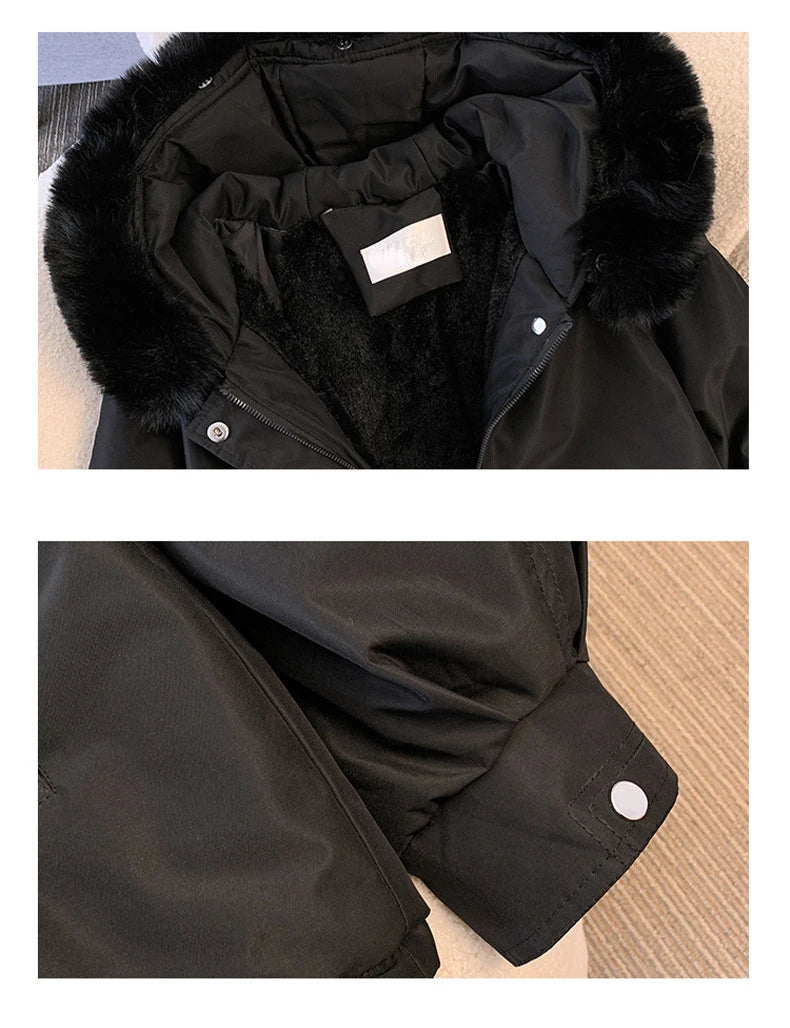 Elegant women's coat with faux fur collar