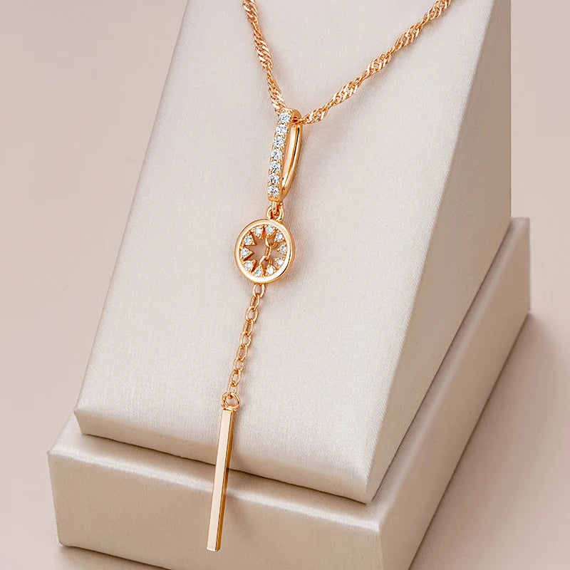 Elegant gold-toned necklace with round crystals