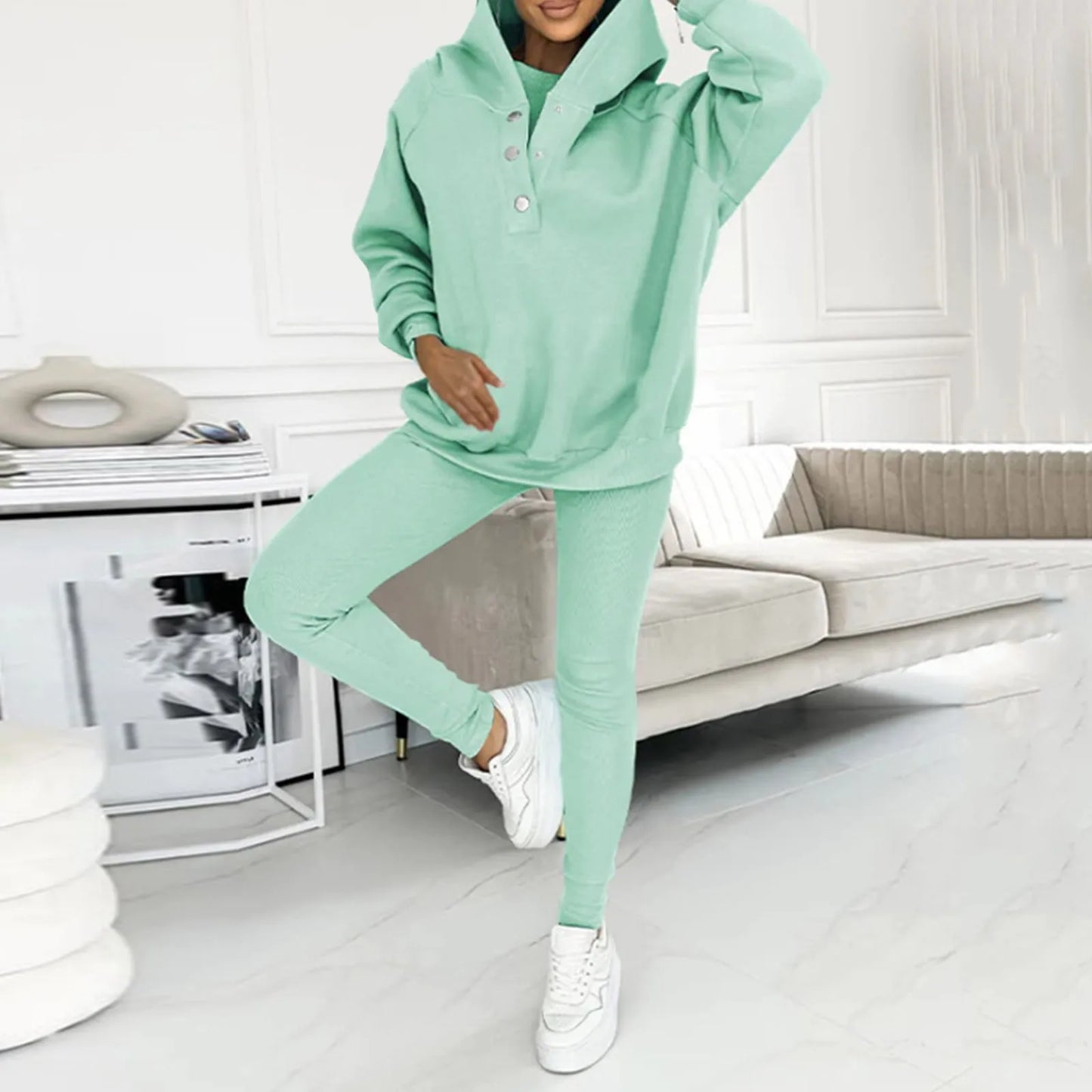 Yipar - 2024 Women's Sports Casual Hooded Sweater + Slim Vest + Pants 3-Piece Set
