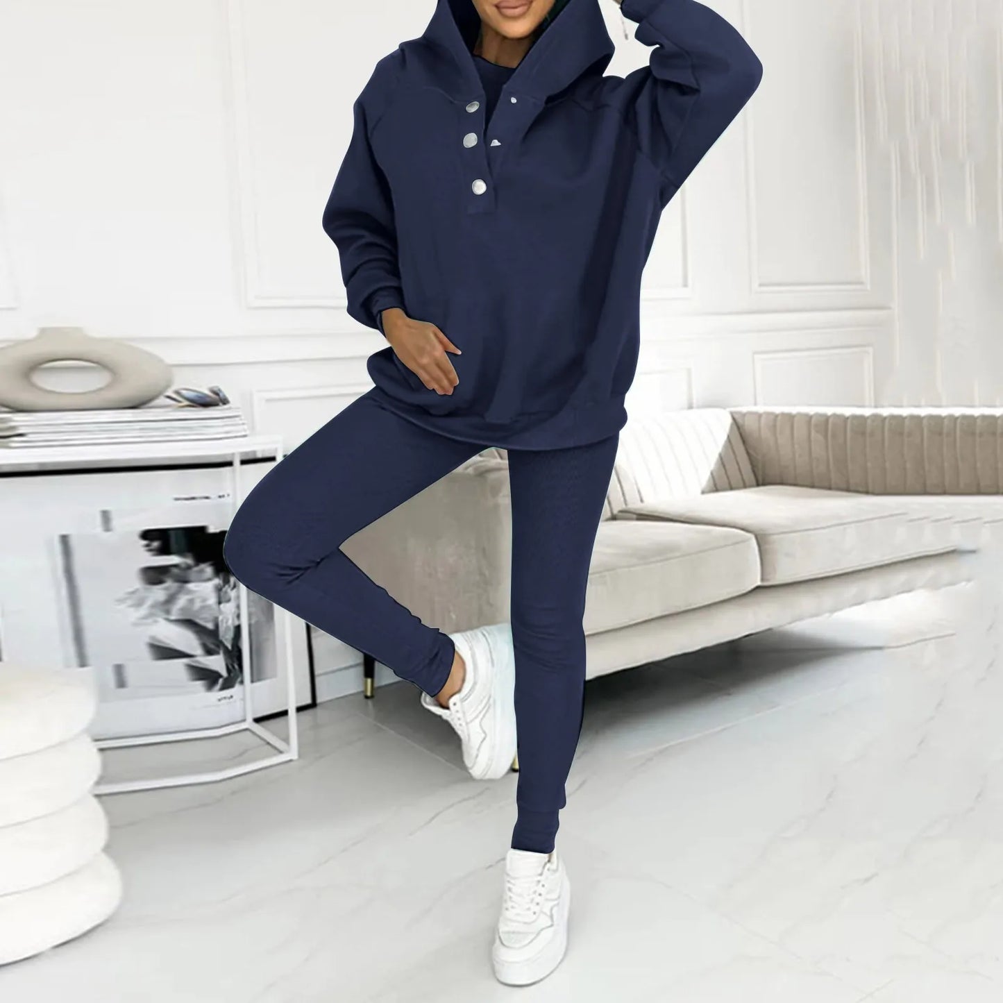 Yipar - 2024 Women's Sports Casual Hooded Sweater + Slim Vest + Pants 3-Piece Set
