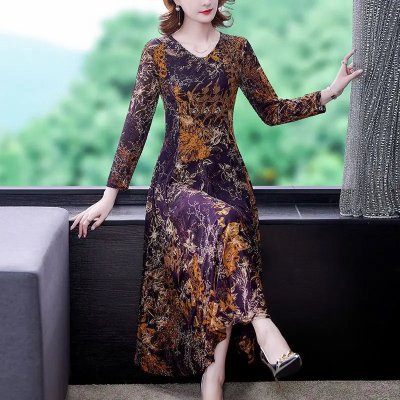 Yeliz V-Neck Long Sleeve Flowral Dress