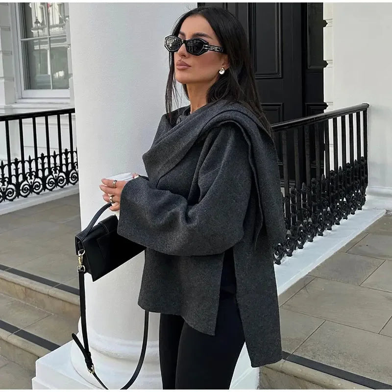 Women's Scarf Knitted Cape Coat