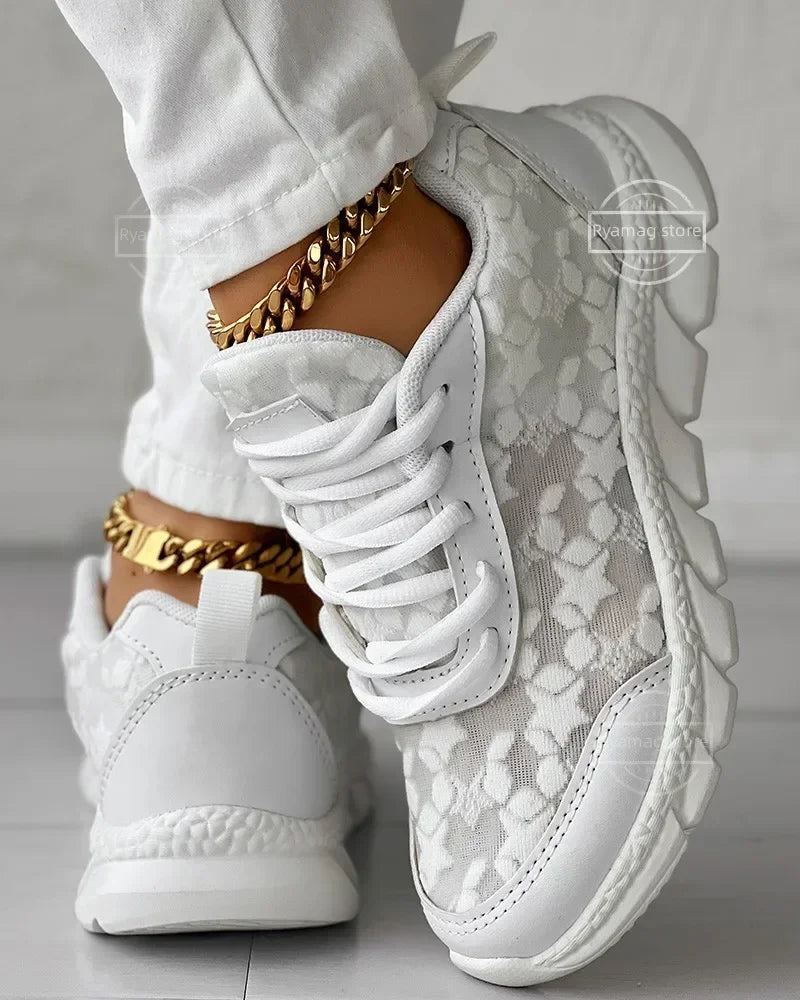 Sneakers MAN Breathable Lace-up Round Toe Spring Sneakers for Women Breathable Platform Sports Shoes Trainers Zapatillas Mujer