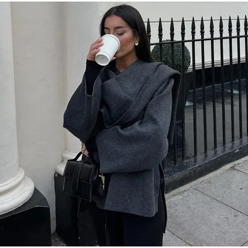 Women's Scarf Knitted Cape Coat