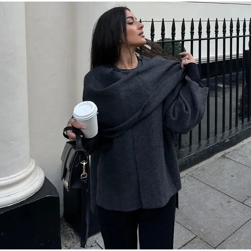 Women's Scarf Knitted Cape Coat