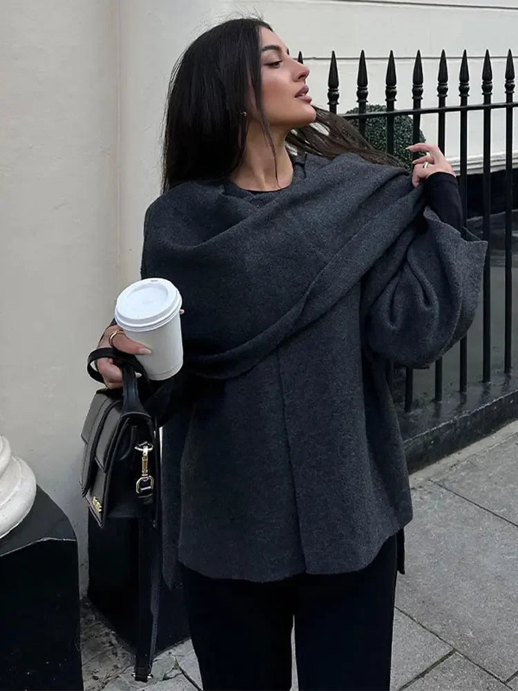 Women's Scarf Knitted Cape Coat