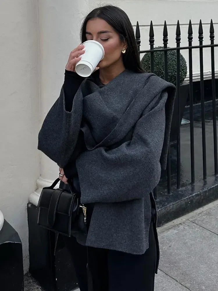 Women's Scarf Knitted Cape Coat