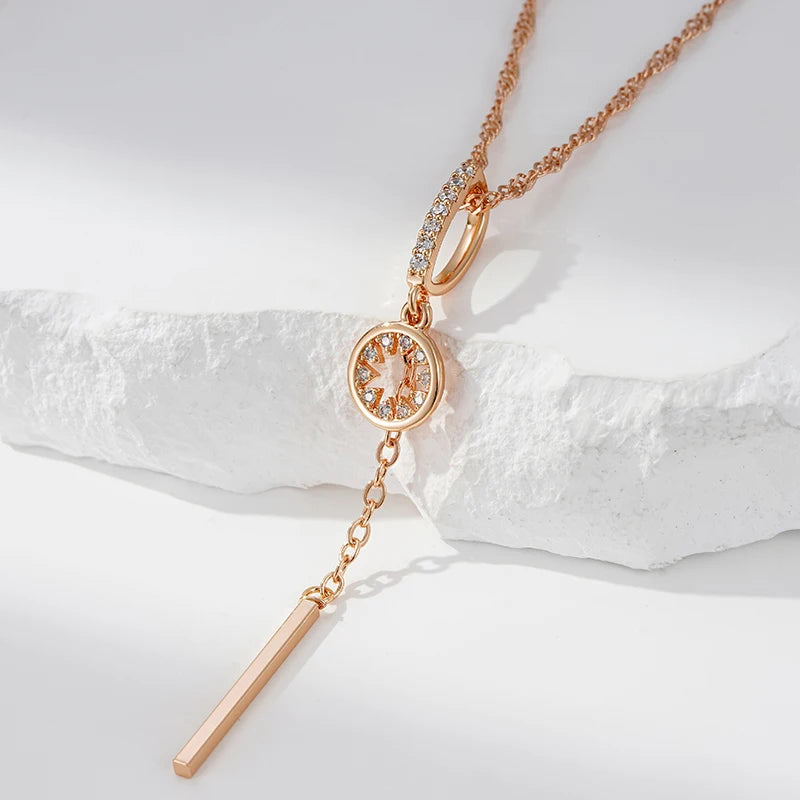 Elegant gold-toned necklace with round crystals