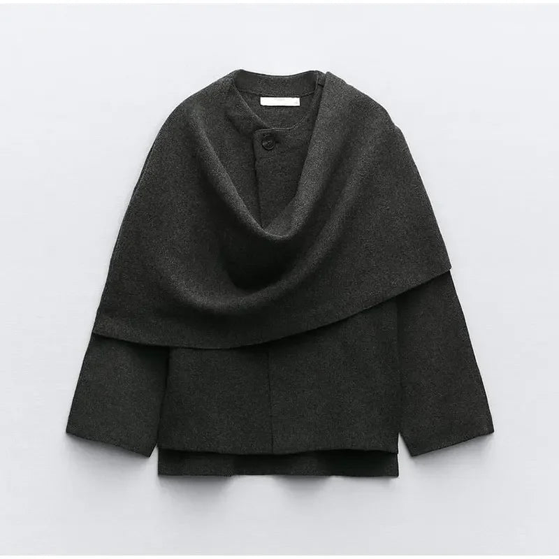 Women's Scarf Knitted Cape Coat