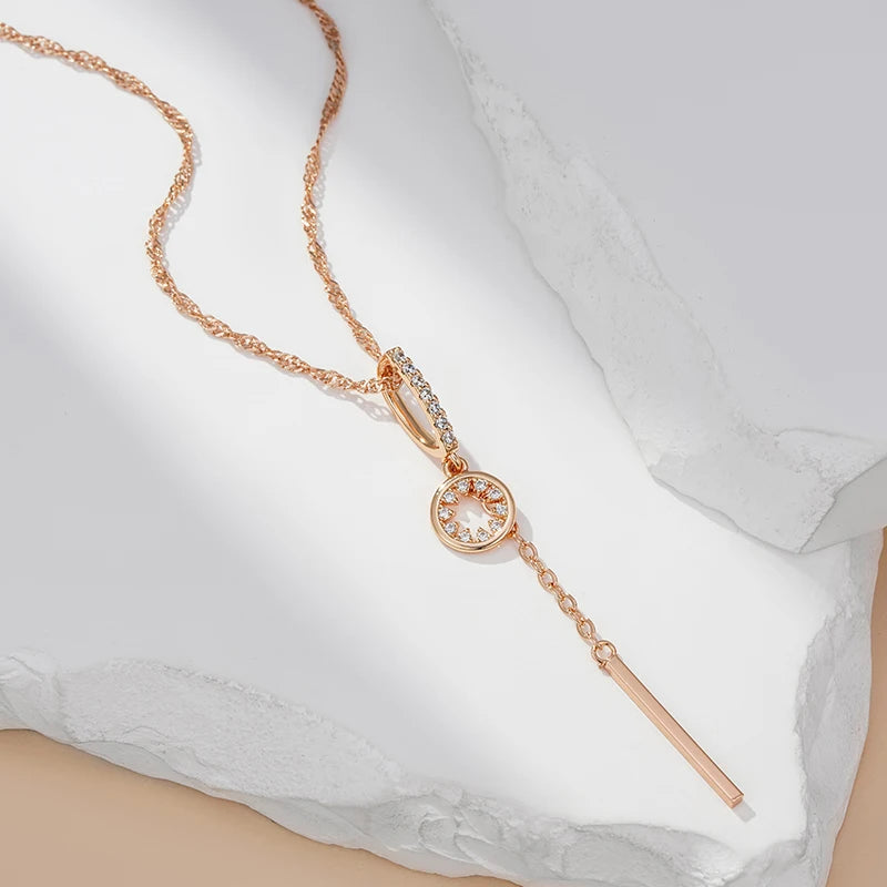 Elegant gold-toned necklace with round crystals