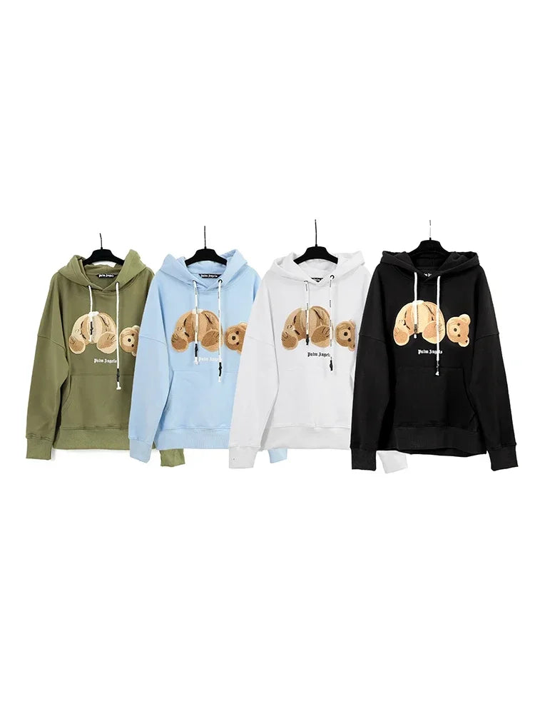 Arzu - High Quality Cotton Polar Fleece Flock Bear Embroidered Hooded Sweatshirt