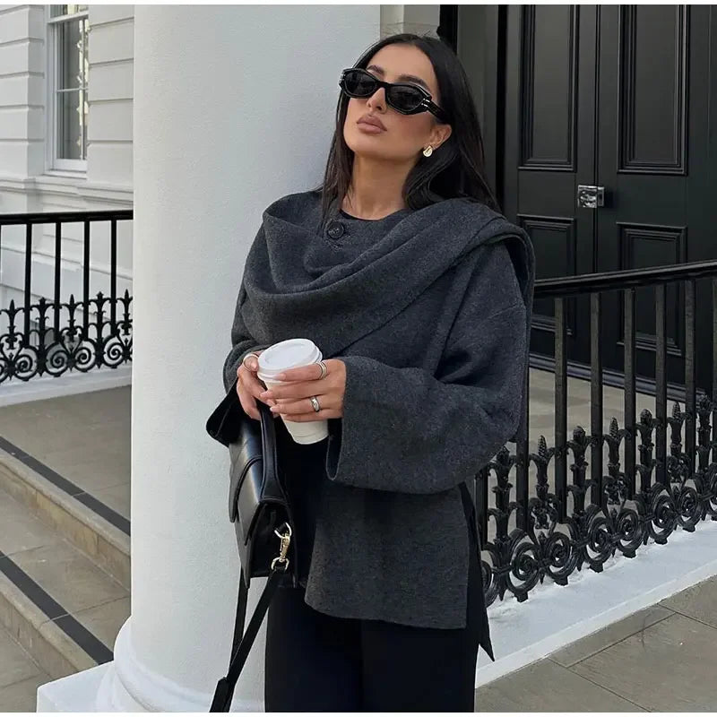 Women's Scarf Knitted Cape Coat