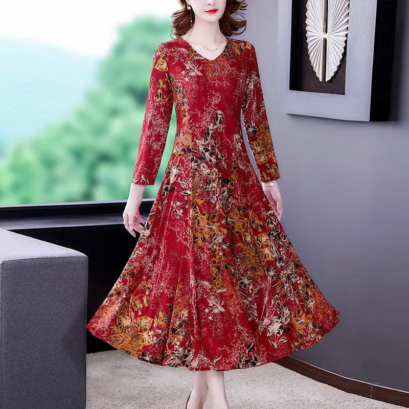Yeliz V-Neck Long Sleeve Flowral Dress