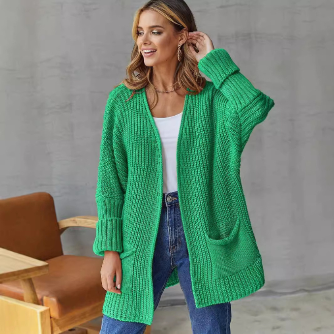 Dilara - Buttonless Long Coat with Plenty of Pockets