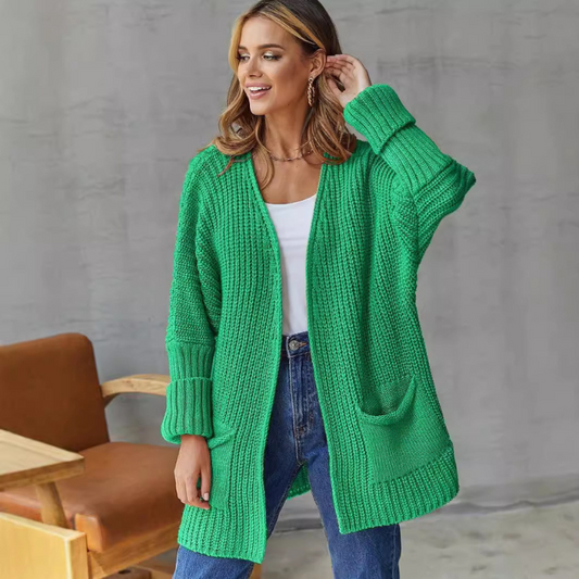 Dilara - Buttonless Long Coat with Plenty of Pockets