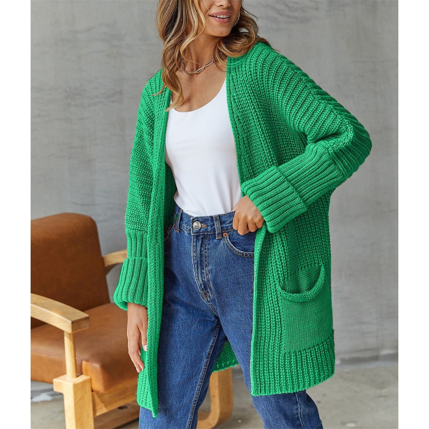 Dilara - Buttonless Long Coat with Plenty of Pockets