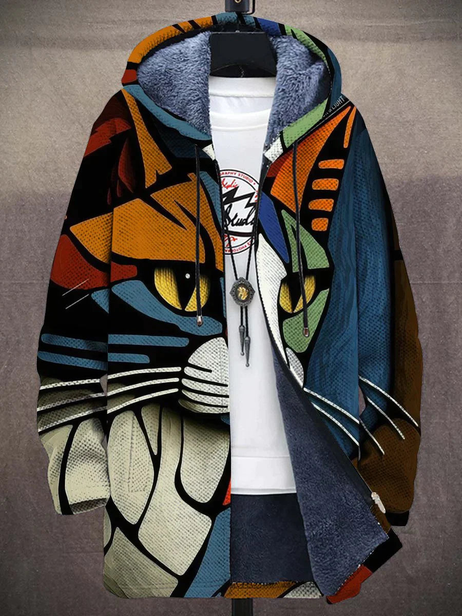 Edric - 3D Printed Abstract Art Multicolored Hooded Jacket.