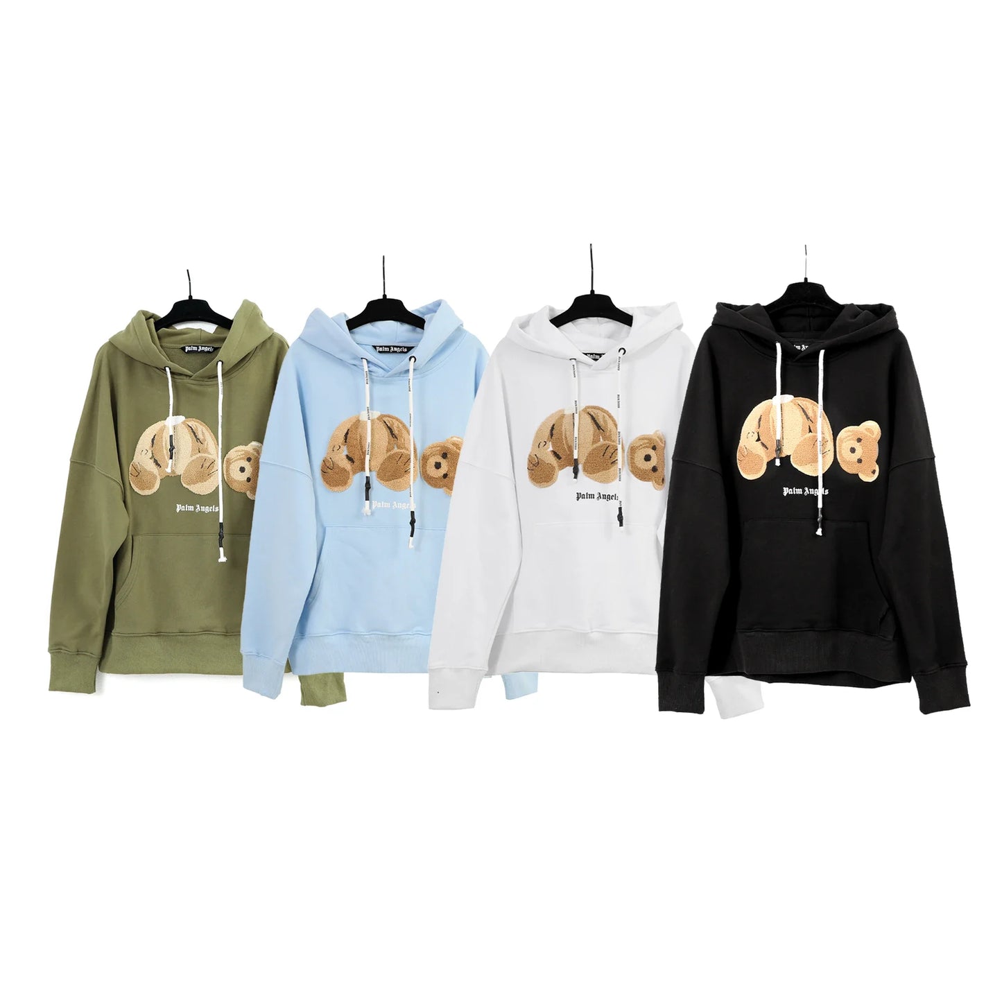 Arzu - Yüksek Kaliteli Pamuklu Polar Flock Ayı Nakışlı Kapüşonlu Sweatshirt