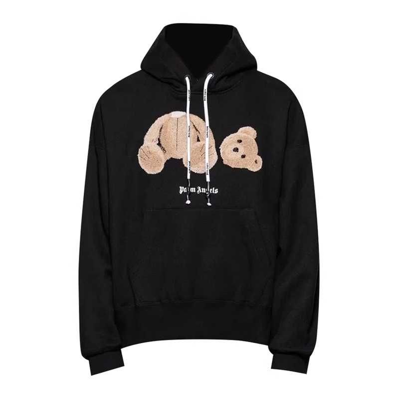 Arzu - Yüksek Kaliteli Pamuklu Polar Flock Ayı Nakışlı Kapüşonlu Sweatshirt